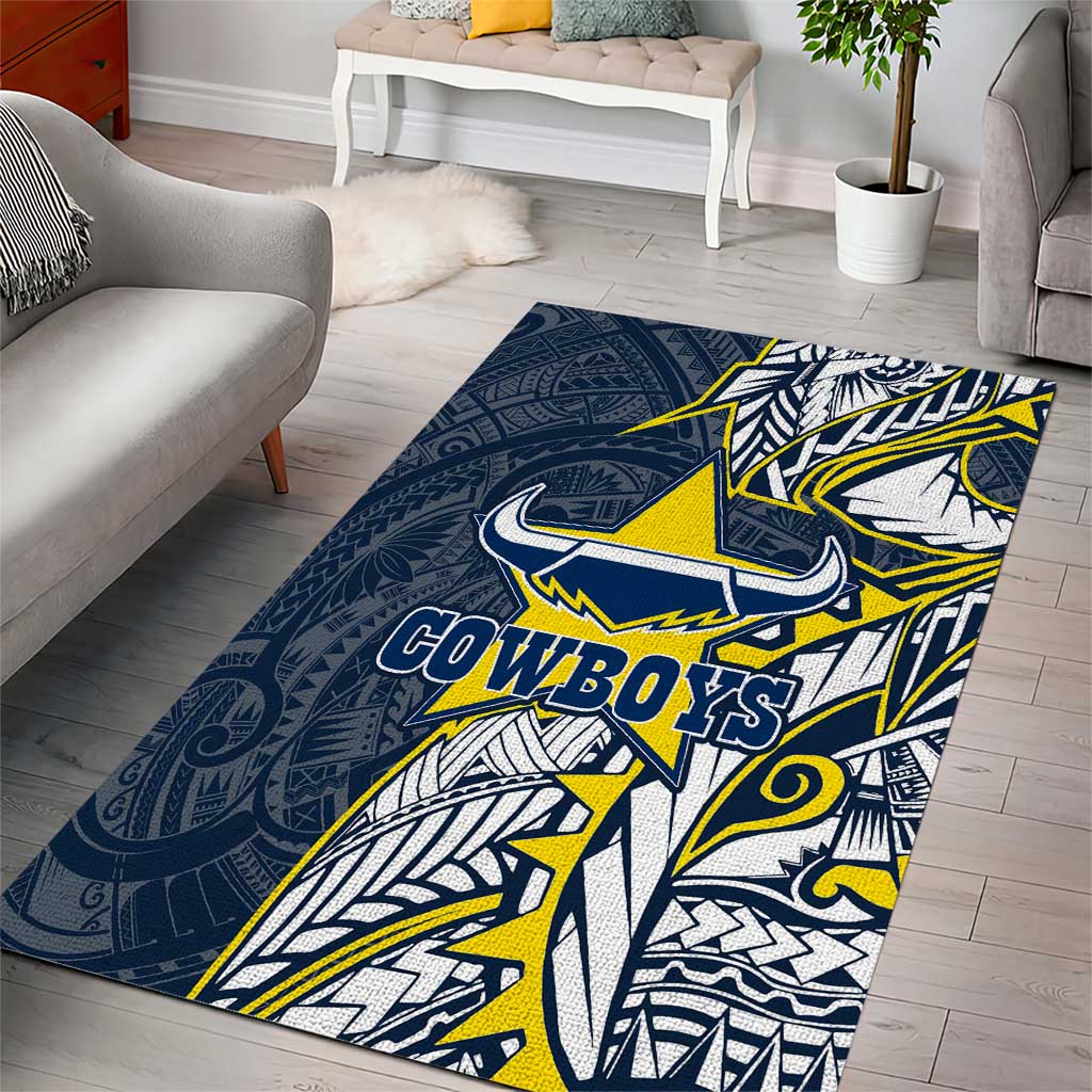 North Queensland Cowboys Area Rug Polynesian Tribal Tattoo Pacific Sport Art