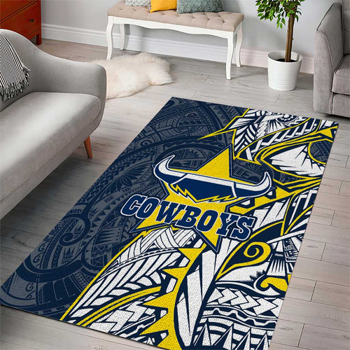 North Queensland Cowboys Area Rug Polynesian Tribal Tattoo Pacific Sport Art