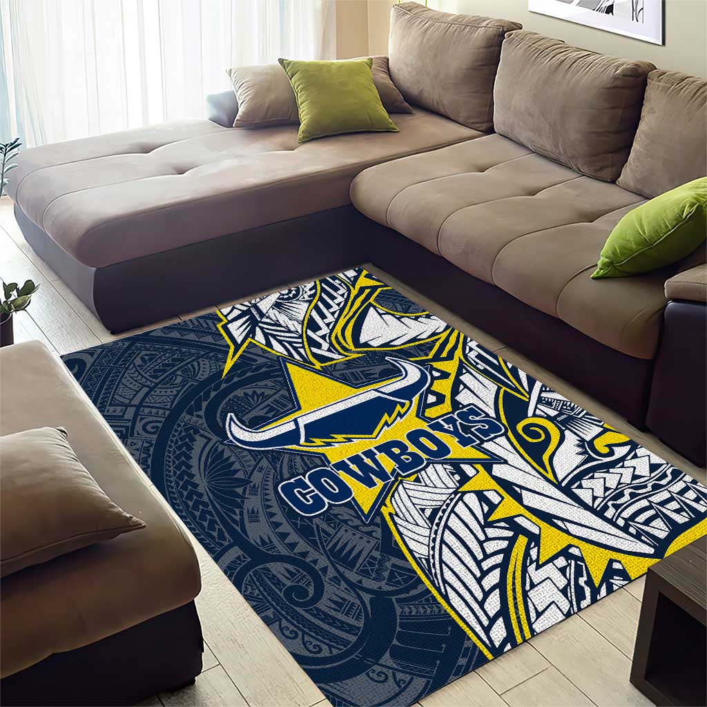 North Queensland Cowboys Area Rug Polynesian Tribal Tattoo Pacific Sport Art