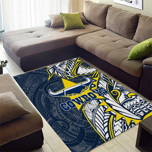 North Queensland Cowboys Area Rug Polynesian Tribal Tattoo Pacific Sport Art