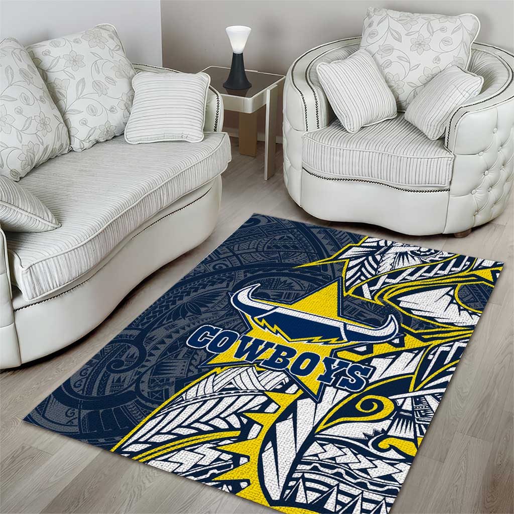 North Queensland Cowboys Area Rug Polynesian Tribal Tattoo Pacific Sport Art