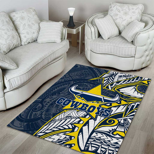 North Queensland Cowboys Area Rug Polynesian Tribal Tattoo Pacific Sport Art