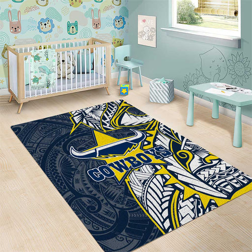 North Queensland Cowboys Area Rug Polynesian Tribal Tattoo Pacific Sport Art