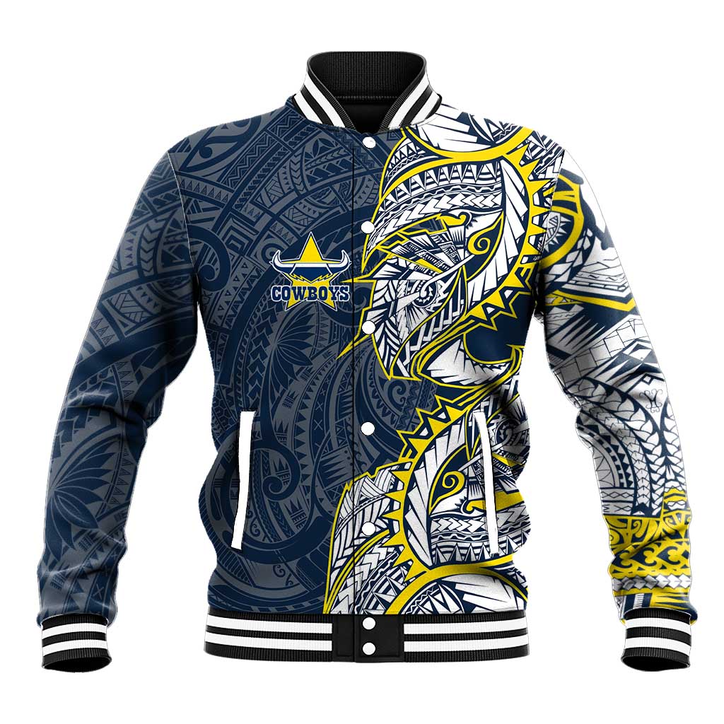 North Queensland Cowboys Baseball Jacket Polynesian Tribal Tattoo Pacific Sport Art