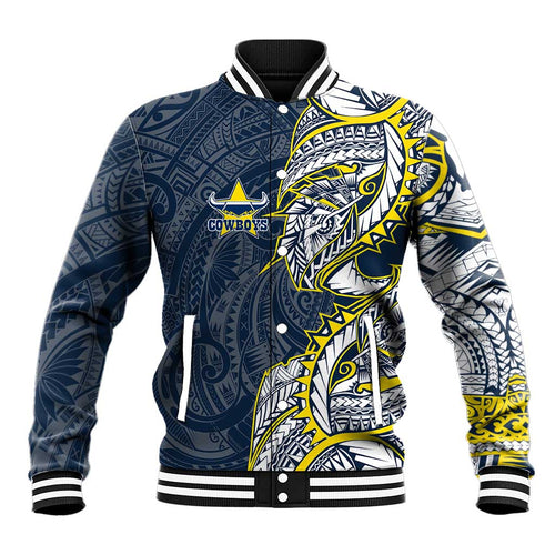 North Queensland Cowboys Baseball Jacket Polynesian Tribal Tattoo Pacific Sport Art