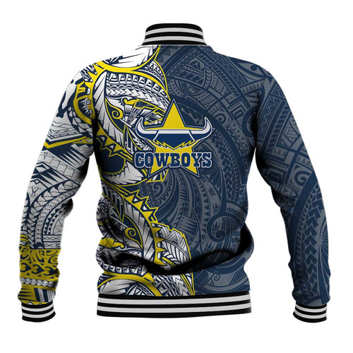 North Queensland Cowboys Baseball Jacket Polynesian Tribal Tattoo Pacific Sport Art