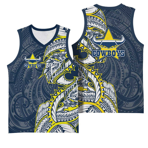 North Queensland Cowboys Basketball Jersey Polynesian Tribal Tattoo Pacific Sport Art