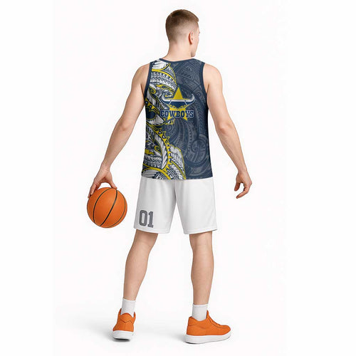 North Queensland Cowboys Basketball Jersey Polynesian Tribal Tattoo Pacific Sport Art