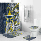 North Queensland Cowboys Bathroom Set Polynesian Tribal Tattoo Pacific Sport Art