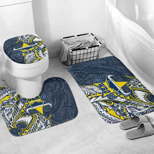 North Queensland Cowboys Bathroom Set Polynesian Tribal Tattoo Pacific Sport Art