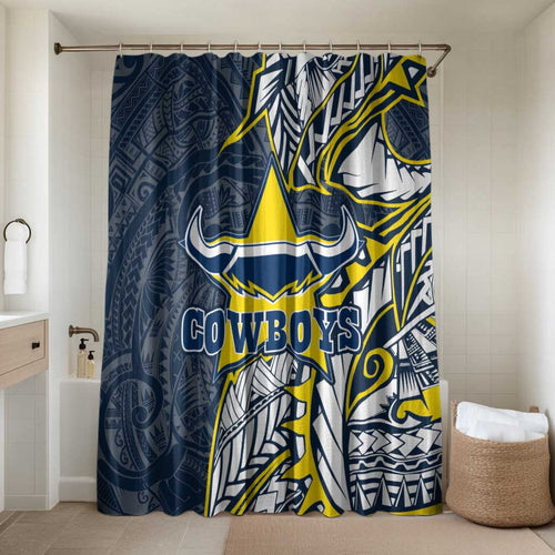 North Queensland Cowboys Bathroom Set Polynesian Tribal Tattoo Pacific Sport Art