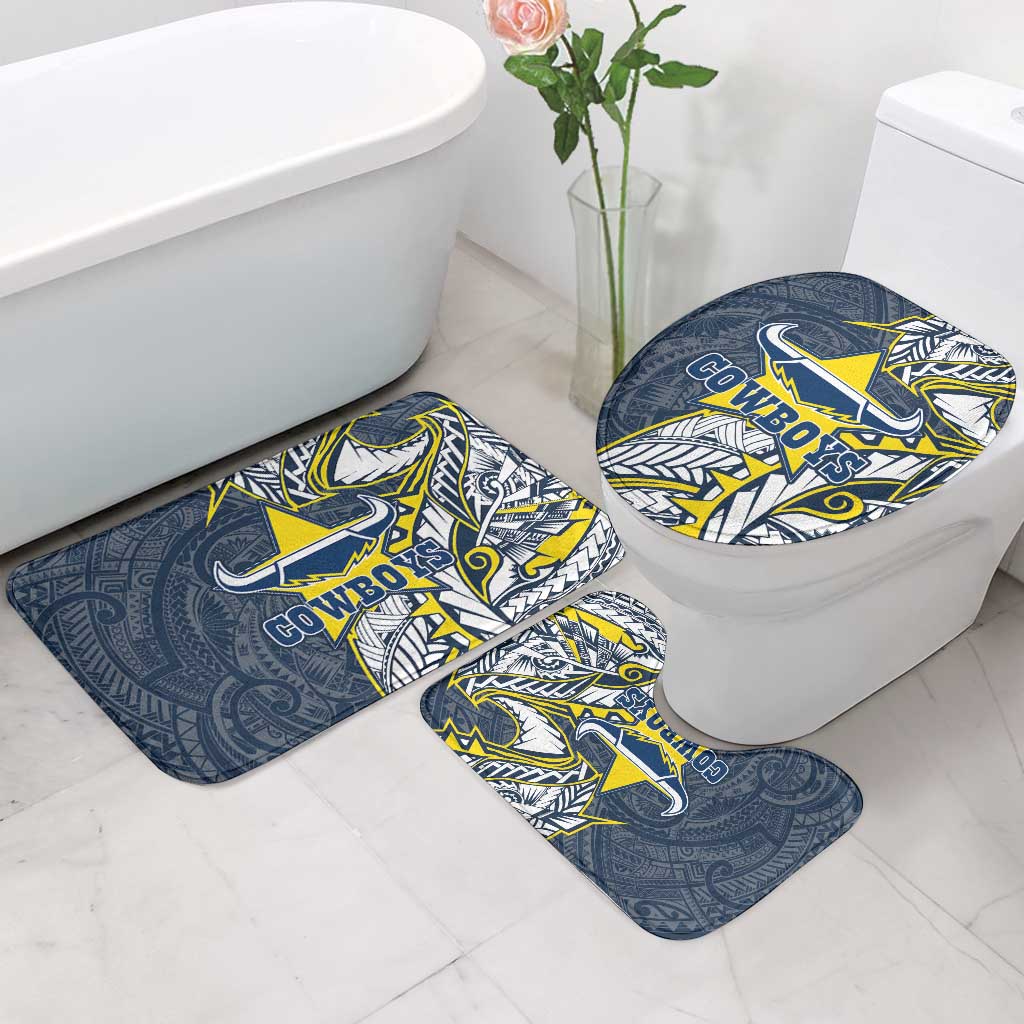 North Queensland Cowboys Bathroom Set Polynesian Tribal Tattoo Pacific Sport Art