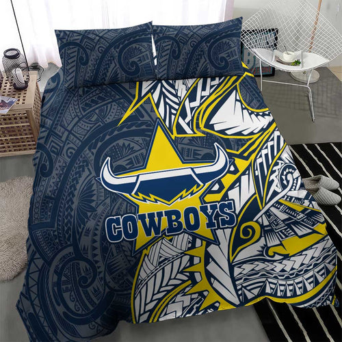 North Queensland Cowboys Bedding Set Polynesian Tribal Tattoo Pacific Sport Art