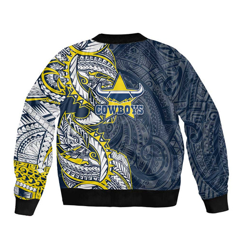 North Queensland Cowboys Bomber Jacket Polynesian Tribal Tattoo Pacific Sport Art
