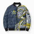 North Queensland Cowboys Bomber Puffer Jacket Polynesian Tribal Tattoo Pacific Sport Art