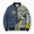 North Queensland Cowboys Bomber Puffer Jacket Polynesian Tribal Tattoo Pacific Sport Art