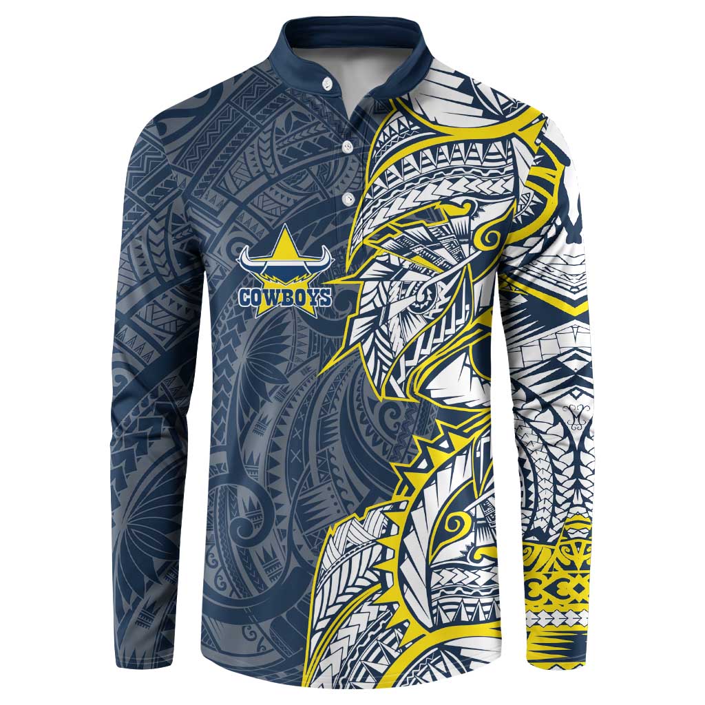 North Queensland Cowboys Button Sweatshirt Polynesian Tribal Tattoo Pacific Sport Art