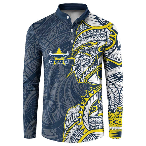 North Queensland Cowboys Button Sweatshirt Polynesian Tribal Tattoo Pacific Sport Art