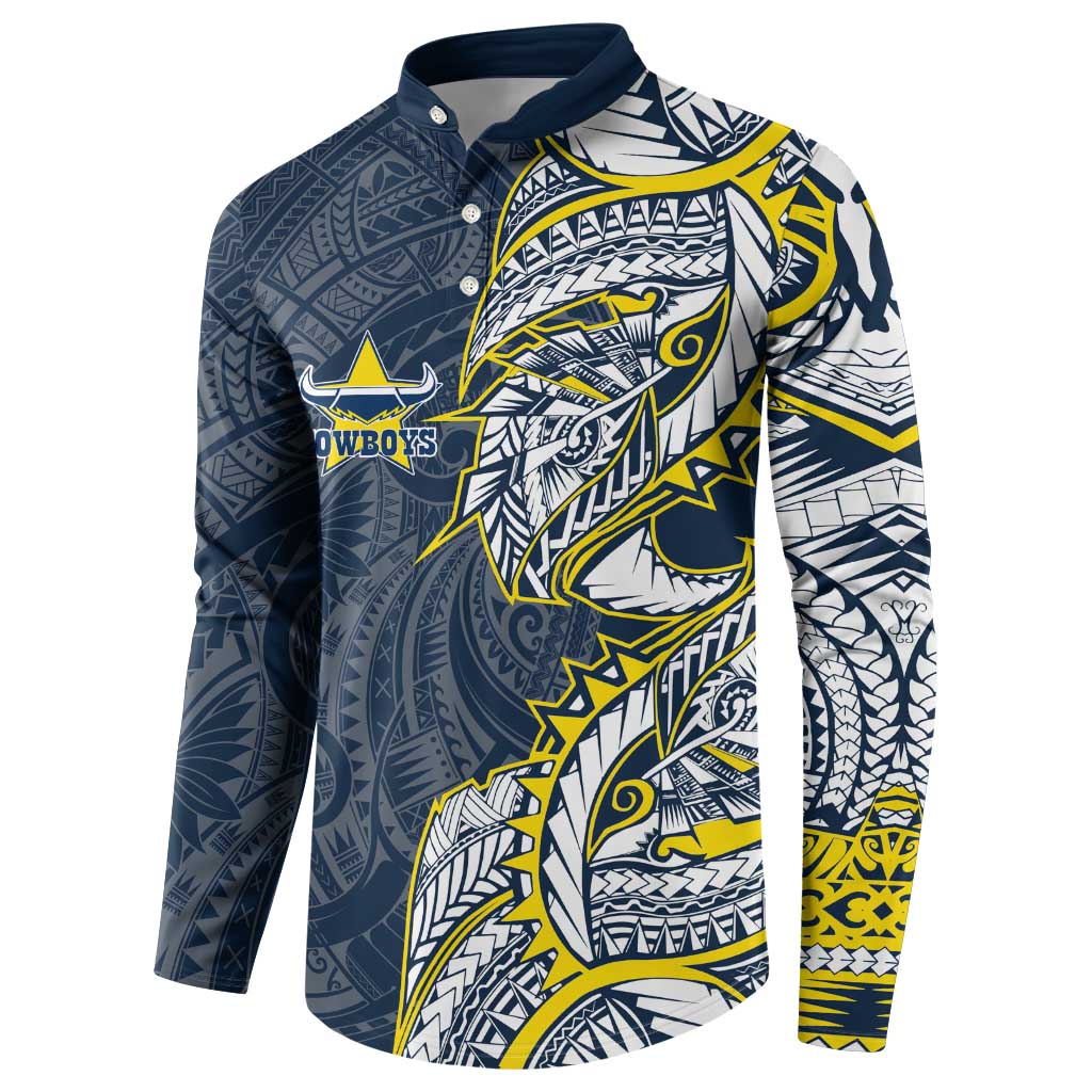 North Queensland Cowboys Button Sweatshirt Polynesian Tribal Tattoo Pacific Sport Art