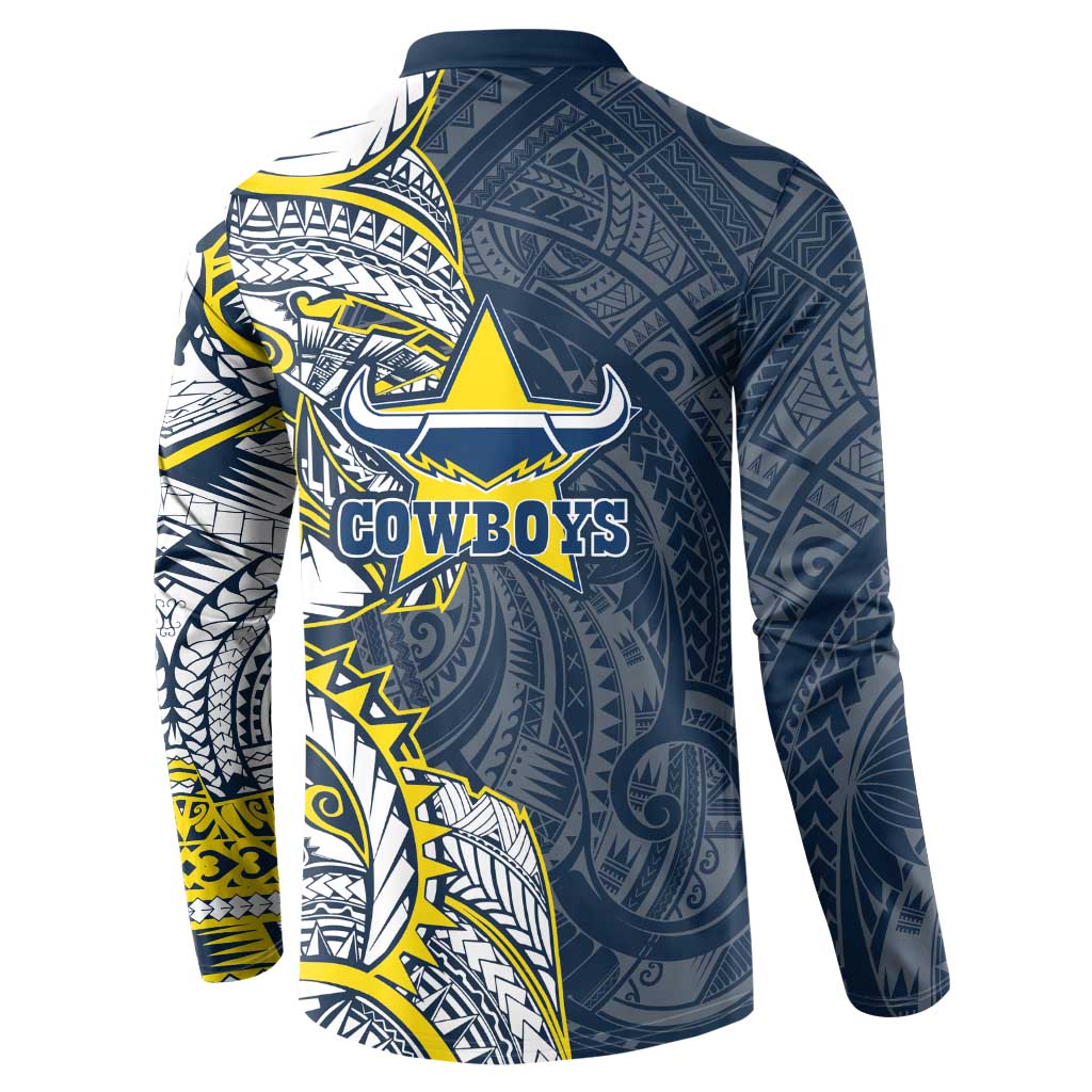North Queensland Cowboys Button Sweatshirt Polynesian Tribal Tattoo Pacific Sport Art