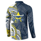 North Queensland Cowboys Button Sweatshirt Polynesian Tribal Tattoo Pacific Sport Art