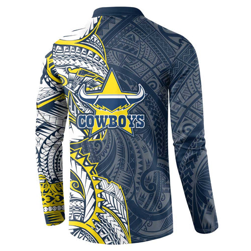 North Queensland Cowboys Button Sweatshirt Polynesian Tribal Tattoo Pacific Sport Art