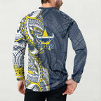 North Queensland Cowboys Button Sweatshirt Polynesian Tribal Tattoo Pacific Sport Art