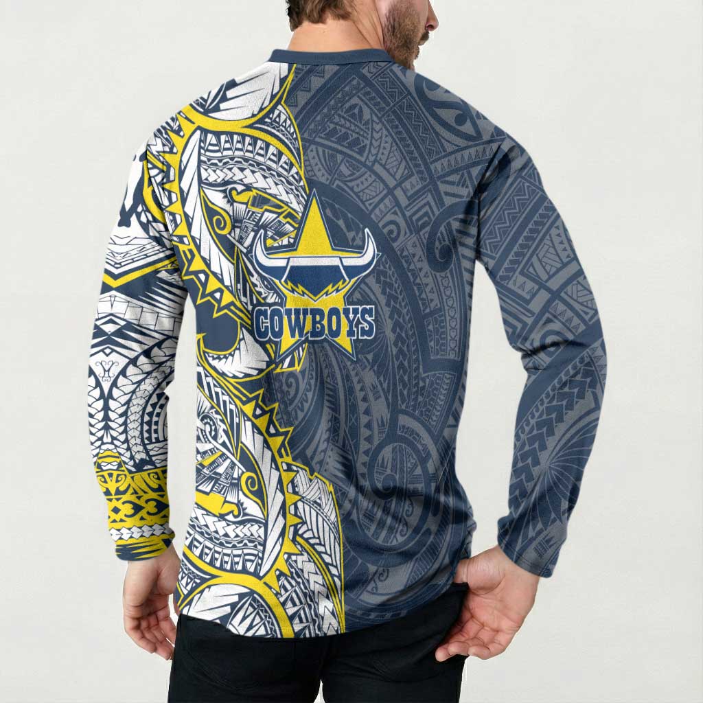 North Queensland Cowboys Button Sweatshirt Polynesian Tribal Tattoo Pacific Sport Art
