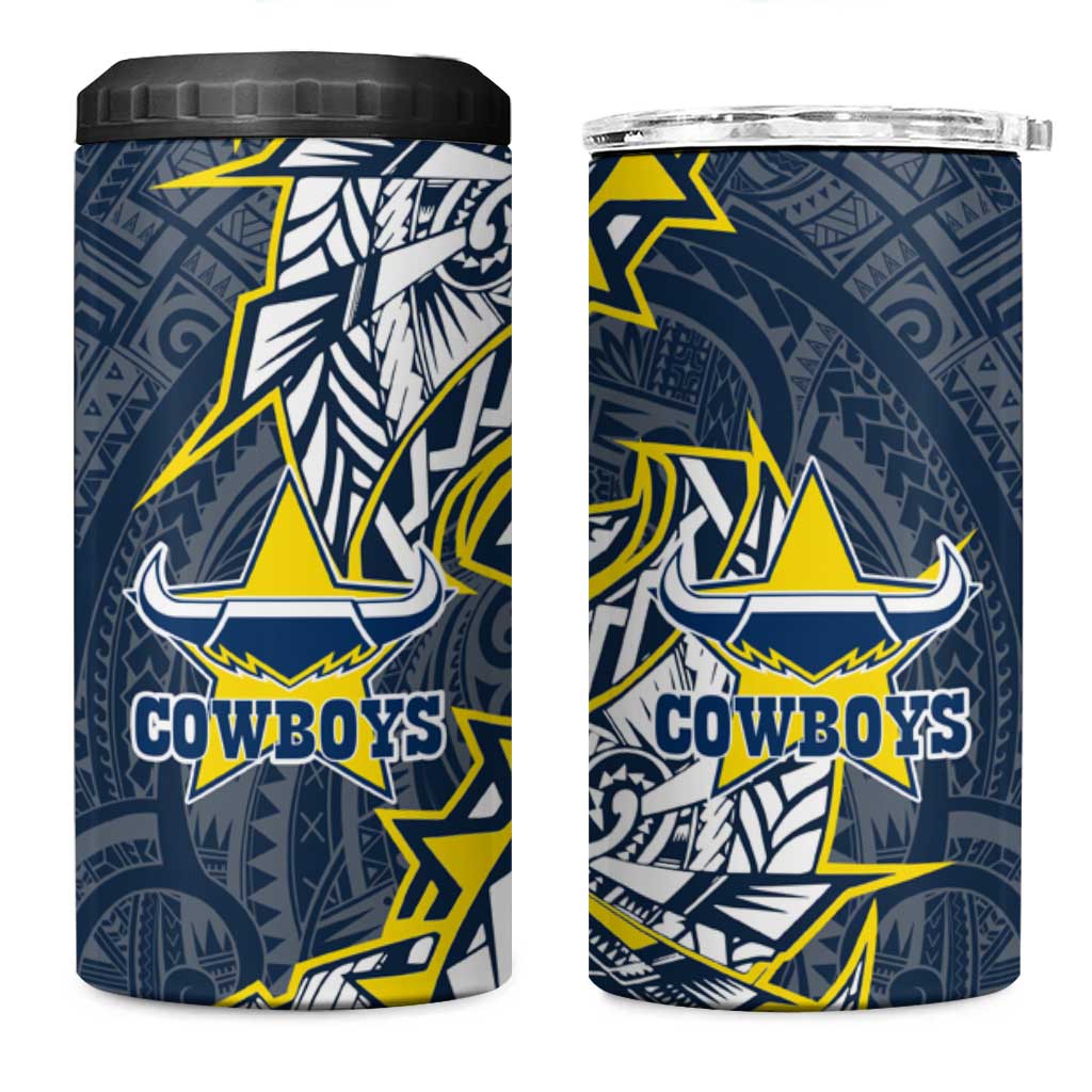 North Queensland Cowboys 4 in 1 Can Cooler Tumbler Polynesian Tribal Tattoo Pacific Sport Art