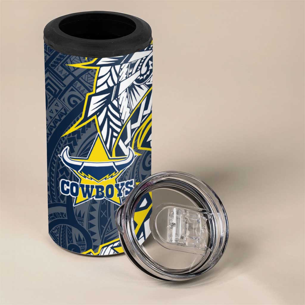 North Queensland Cowboys 4 in 1 Can Cooler Tumbler Polynesian Tribal Tattoo Pacific Sport Art