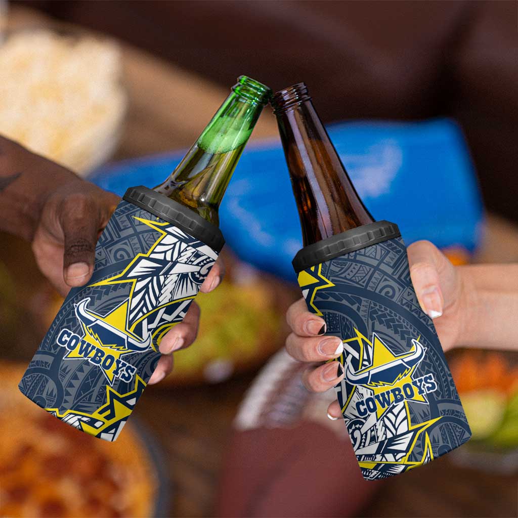 North Queensland Cowboys 4 in 1 Can Cooler Tumbler Polynesian Tribal Tattoo Pacific Sport Art