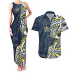 North Queensland Cowboys Couples Matching Tank Maxi Dress and Hawaiian Shirt Polynesian Tribal Tattoo Pacific Sport Art