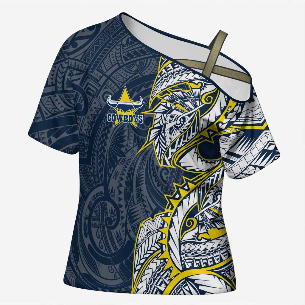 North Queensland Cowboys Cross Shoulder Shirt Polynesian Tribal Tattoo Pacific Sport Art