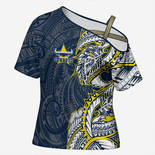 North Queensland Cowboys Cross Shoulder Shirt Polynesian Tribal Tattoo Pacific Sport Art