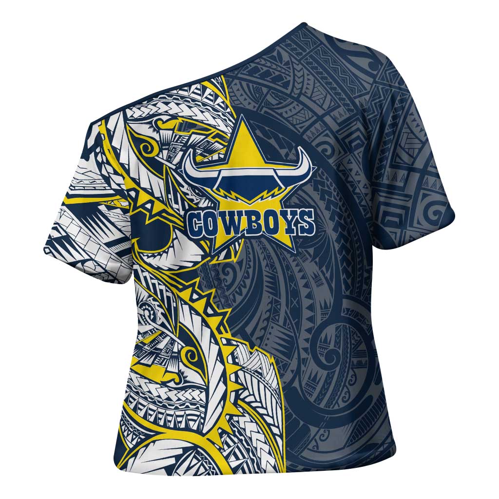 North Queensland Cowboys Cross Shoulder Shirt Polynesian Tribal Tattoo Pacific Sport Art