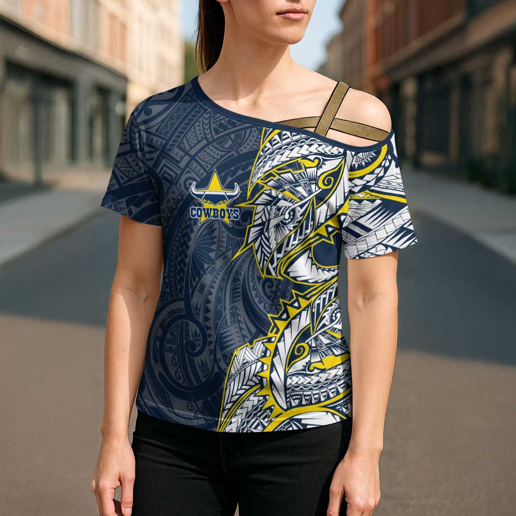 North Queensland Cowboys Cross Shoulder Shirt Polynesian Tribal Tattoo Pacific Sport Art