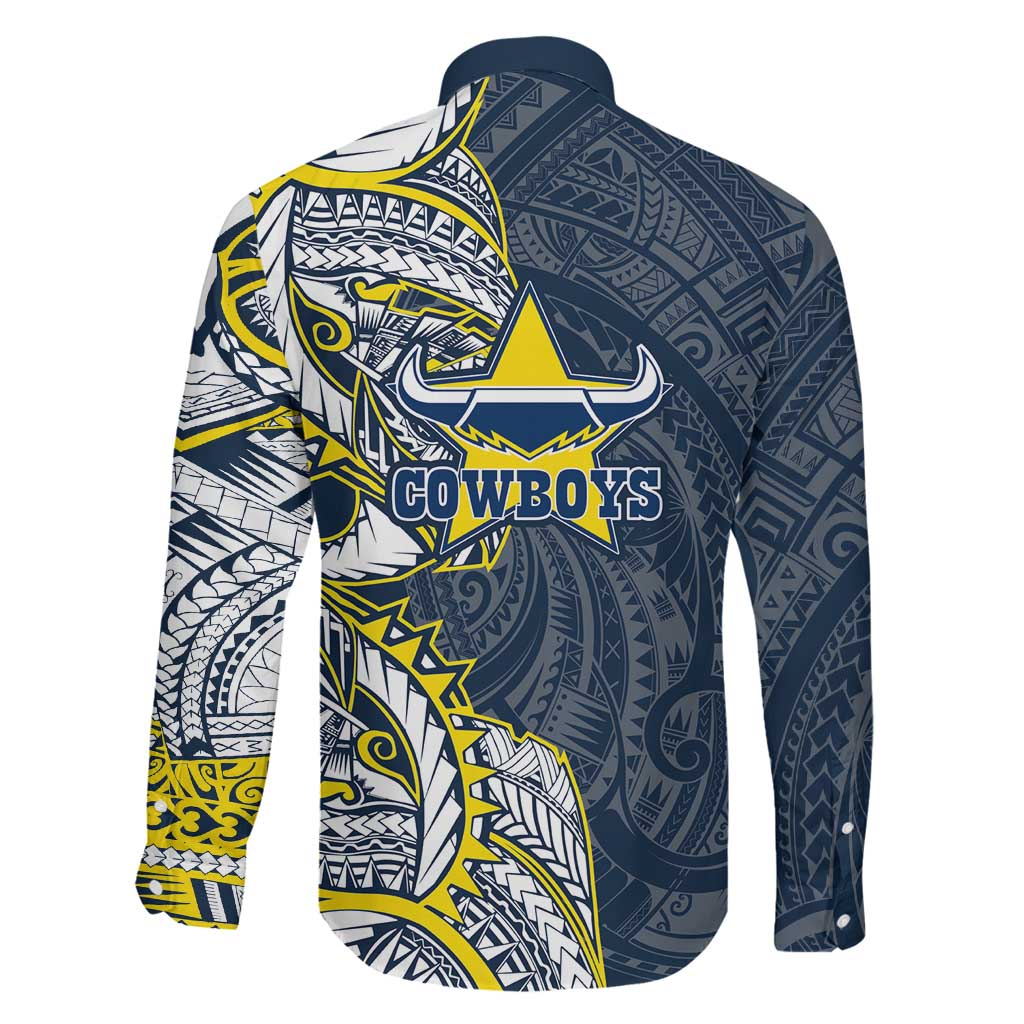 North Queensland Cowboys Family Matching Off Shoulder Maxi Dress and Hawaiian Shirt Polynesian Tribal Tattoo Pacific Sport Art