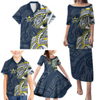 North Queensland Cowboys Family Matching Puletasi and Hawaiian Shirt Polynesian Tribal Tattoo Pacific Sport Art