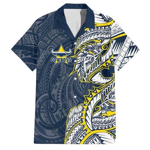 North Queensland Cowboys Family Matching Summer Maxi Dress and Hawaiian Shirt Polynesian Tribal Tattoo Pacific Sport Art