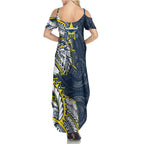 North Queensland Cowboys Family Matching Summer Maxi Dress and Hawaiian Shirt Polynesian Tribal Tattoo Pacific Sport Art