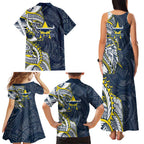 North Queensland Cowboys Family Matching Tank Maxi Dress and Hawaiian Shirt Polynesian Tribal Tattoo Pacific Sport Art