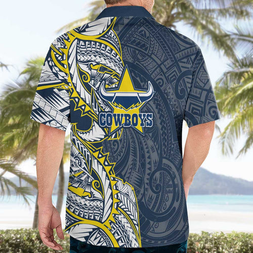 North Queensland Cowboys Hawaiian Shirt Polynesian Tribal Tattoo Pacific Sport Art