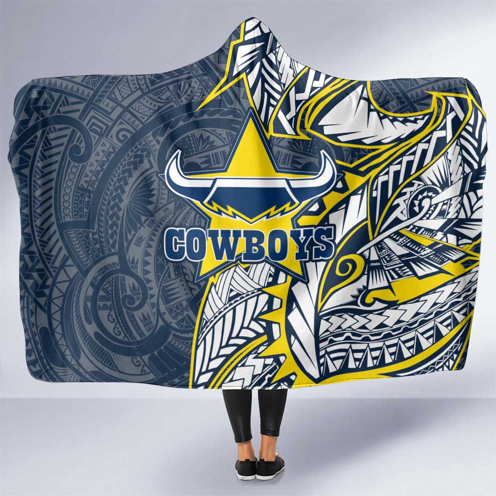 North Queensland Cowboys Hooded Blanket Polynesian Tribal Tattoo Pacific Sport Art