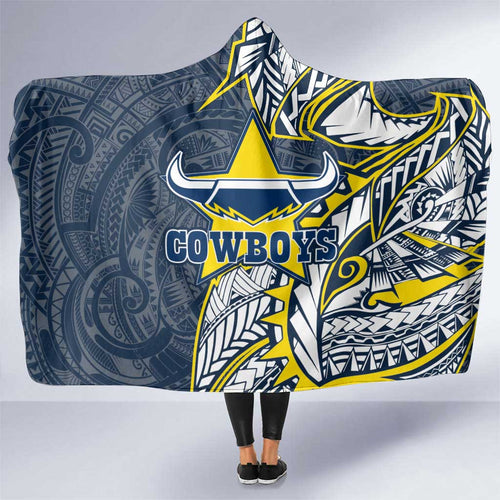 North Queensland Cowboys Hooded Blanket Polynesian Tribal Tattoo Pacific Sport Art
