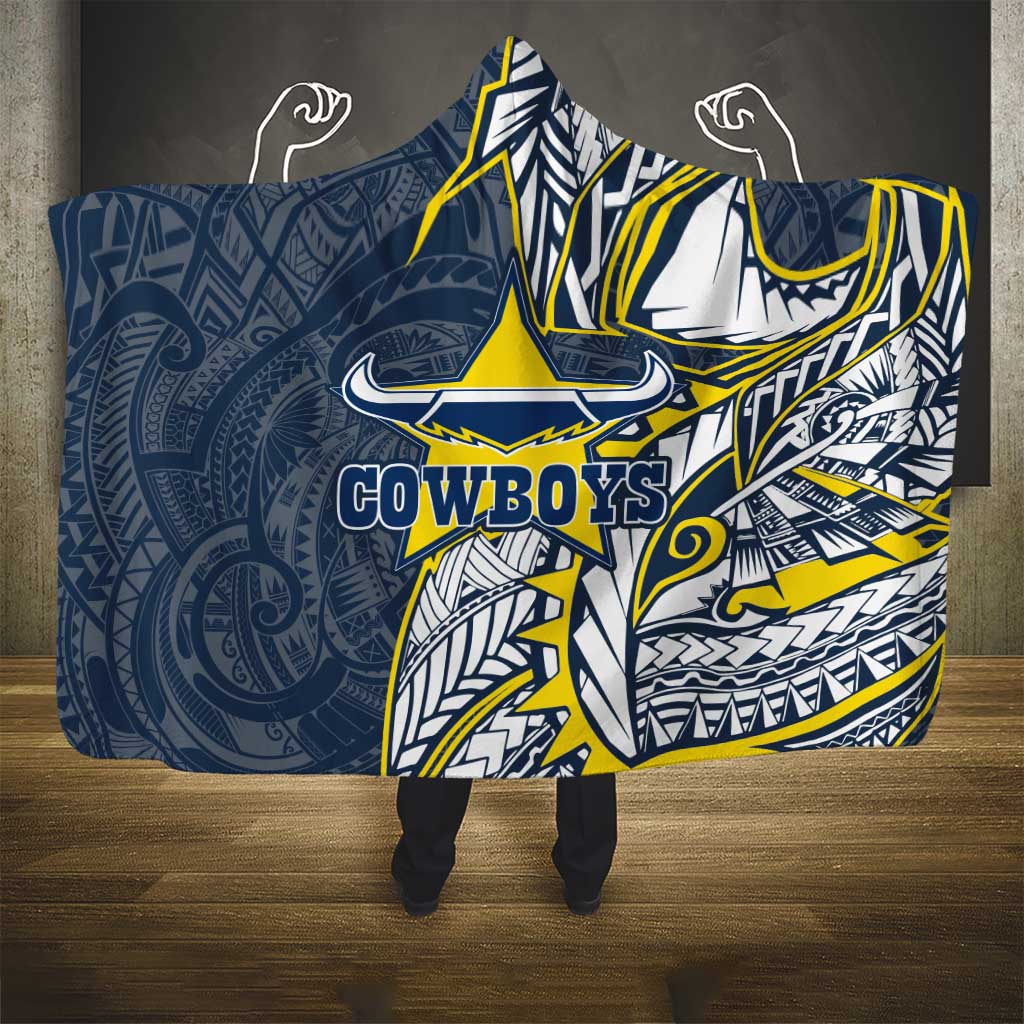 North Queensland Cowboys Hooded Blanket Polynesian Tribal Tattoo Pacific Sport Art
