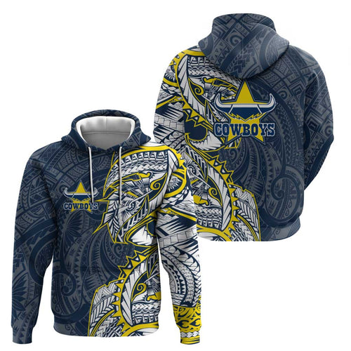 North Queensland Cowboys Hoodie Polynesian Tribal Tattoo Pacific Sport Art