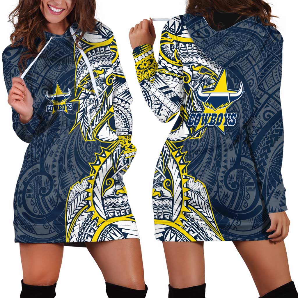 North Queensland Cowboys Hoodie Dress Polynesian Tribal Tattoo Pacific Sport Art