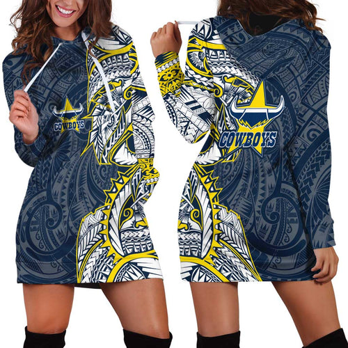 North Queensland Cowboys Hoodie Dress Polynesian Tribal Tattoo Pacific Sport Art