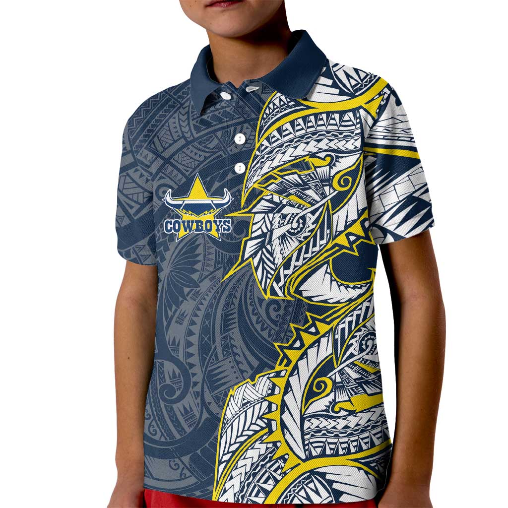North Queensland Cowboys Kid Polo Shirt Polynesian Tribal Tattoo Pacific Sport Art