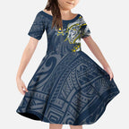 North Queensland Cowboys Kid Short Sleeve Dress Polynesian Tribal Tattoo Pacific Sport Art